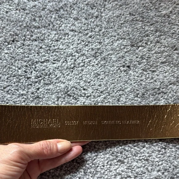 NWOT Michael Kors Gold with Gold Signature Logo Belt Size Medium - Picture 3 of 4
